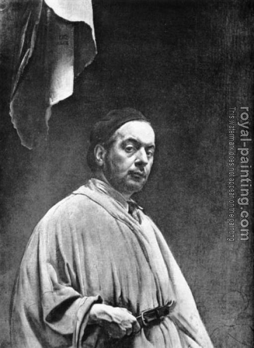 Pietro Annigoni : Autoritratto con tenda sopra la testa